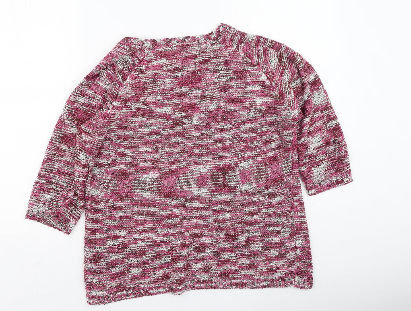 BM Womens Pink Round Neck  Acrylic Pullover Jumper Size L