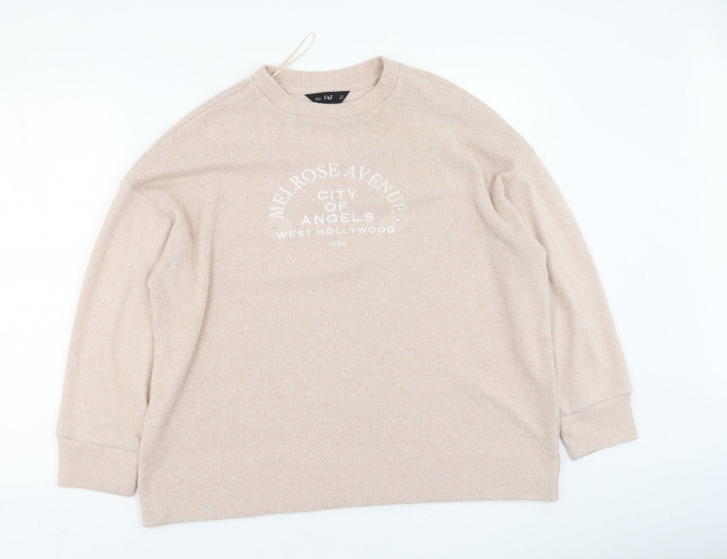 F&F Womens Ivory Round Neck  Polyester Pullover Jumper Size S