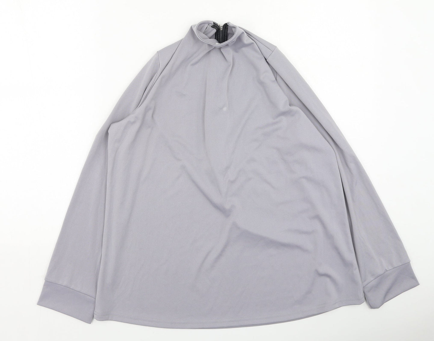 Preworn Womens Grey  Polyester Basic Blouse Size L Round Neck
