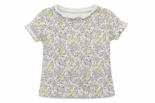 George Girls Multicoloured Floral Cotton Basic T-Shirt Size 2-3 Years Crew Neck Pullover