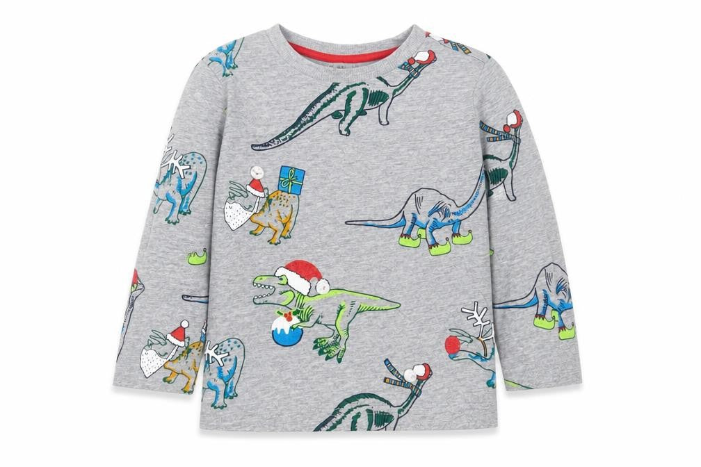 F&F Baby Grey Geometric Cotton Basic Casual Size 18-24 Months Collared Pullover - Christmas Print