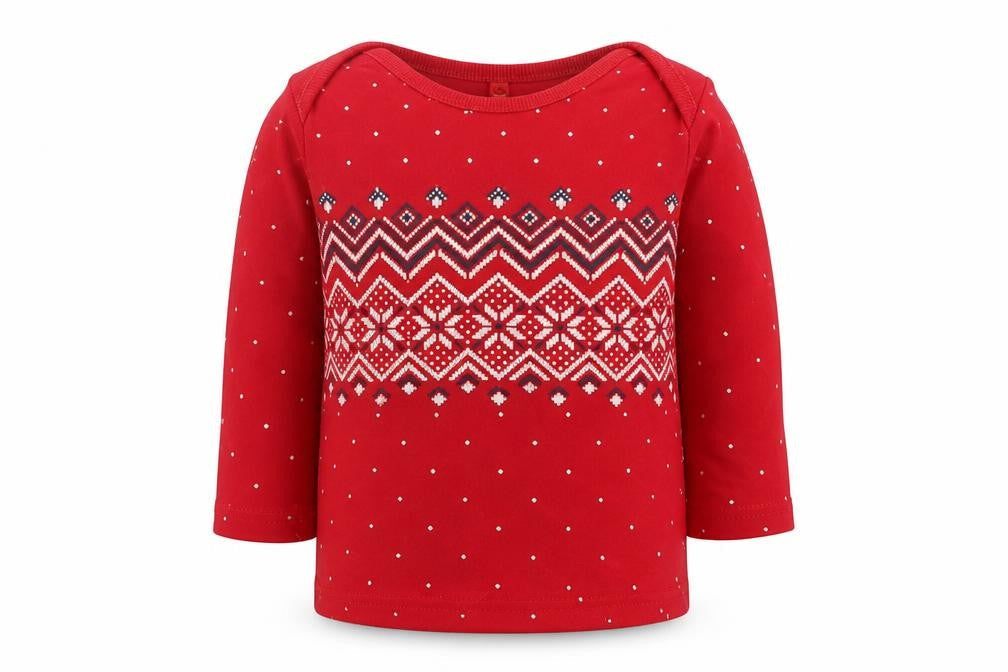 George Baby Red Geometric Cotton Basic Casual Size 9-12 Months Crew Neck Pullover
