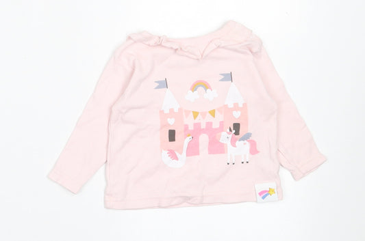 Watch Me Grow Girls Pink  Cotton Basic Casual Size 0-3 Months Crew Neck Pullover