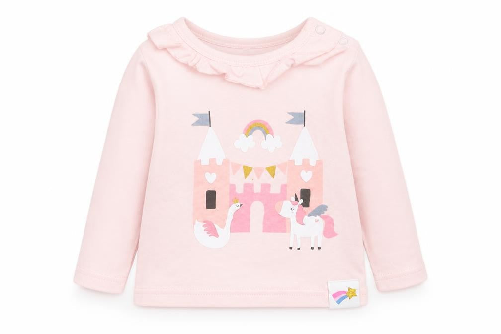 Watch Me Grow Girls Pink  Cotton Basic Casual Size 0-3 Months Crew Neck Pullover
