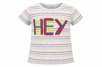 Seed Boys Multicoloured Striped Cotton Basic T-Shirt Size 3 Years Crew Neck Pullover