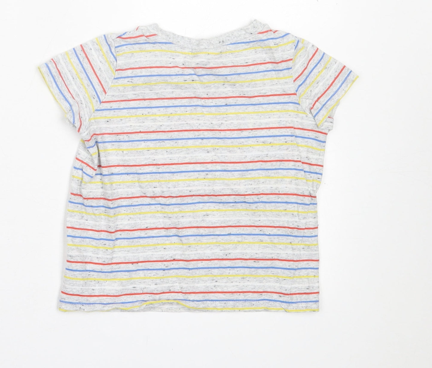 Seed Boys Multicoloured Striped Cotton Basic T-Shirt Size 3 Years Crew Neck Pullover