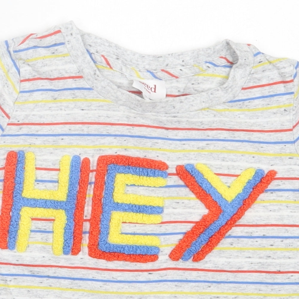 Seed Boys Multicoloured Striped Cotton Basic T-Shirt Size 3 Years Crew Neck Pullover
