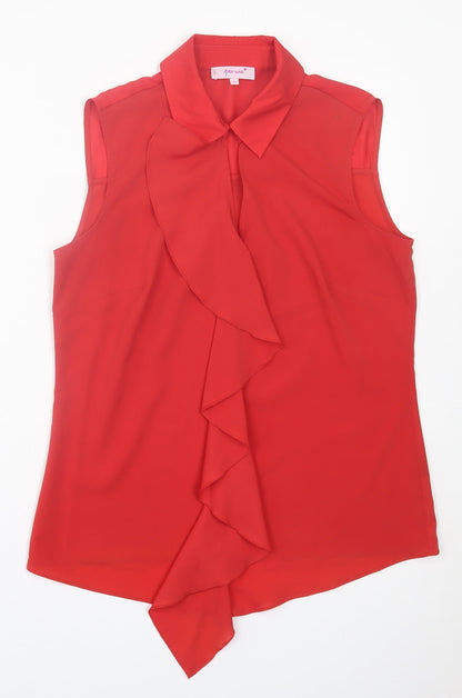 Per Una Womens Red  Polyester Basic Tank Size 12 Collared