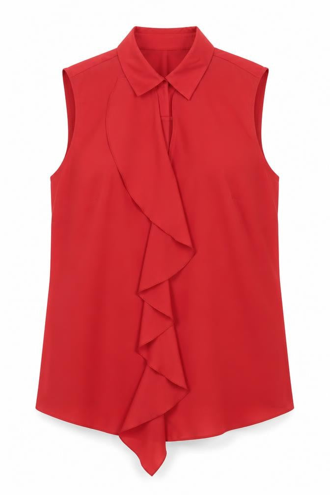 Per Una Womens Red  Polyester Basic Tank Size 12 Collared