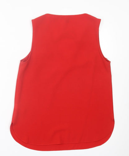 Atmosphere Womens Red  Polyester Basic Tank Size 10 V-Neck