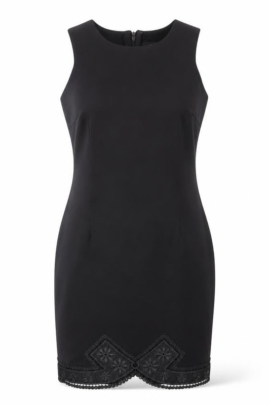 AX Paris Womens Black  Polyester Pencil Dress  Size 14  Crew Neck Zip