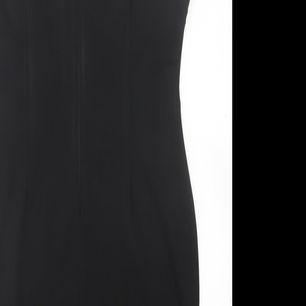 AX Paris Womens Black  Polyester Pencil Dress  Size 14  Crew Neck Zip