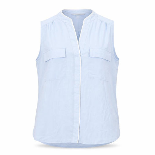 H&M Womens Blue  Polyester Basic Button-Up Size 6 V-Neck