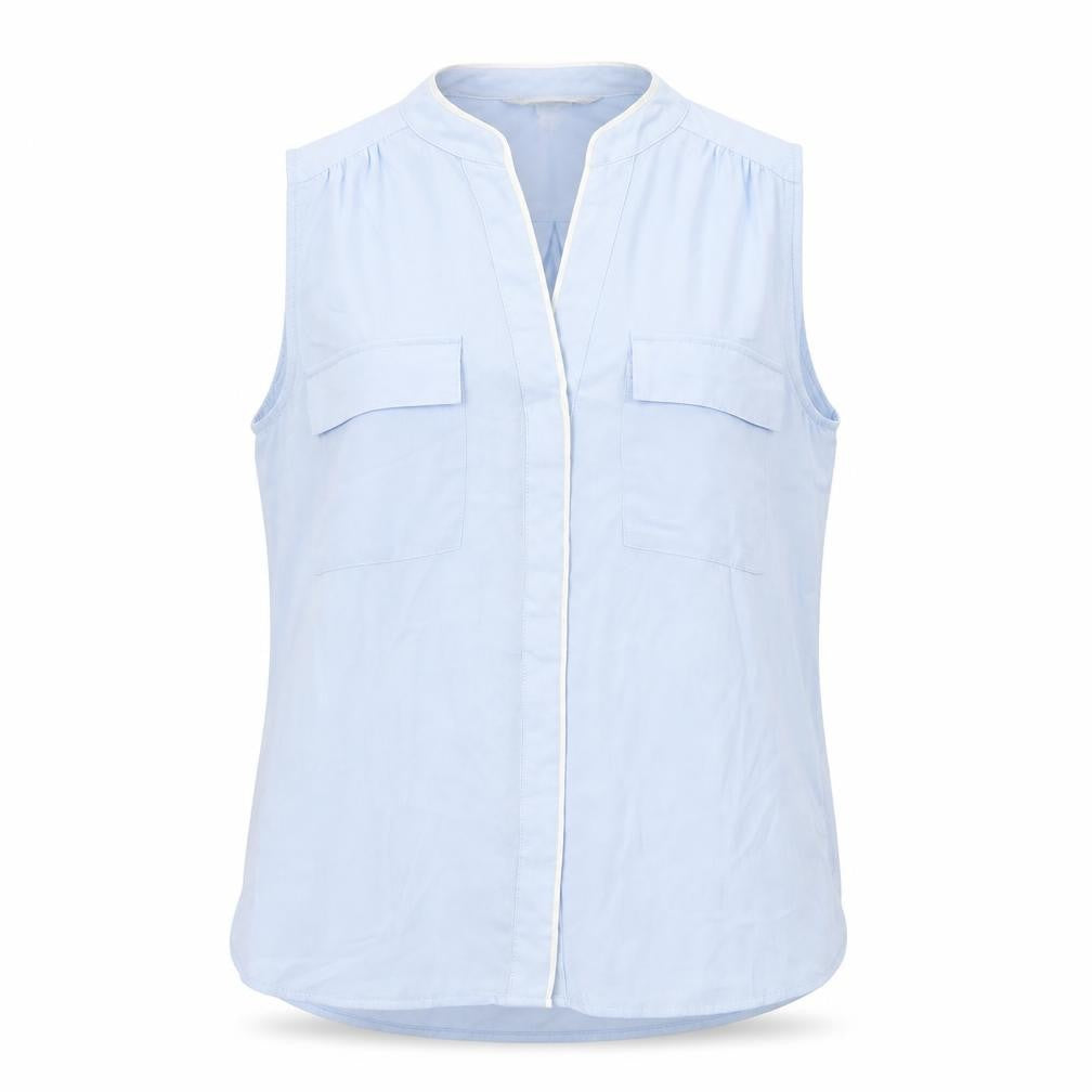 H&M Womens Blue  Polyester Basic Button-Up Size 6 V-Neck