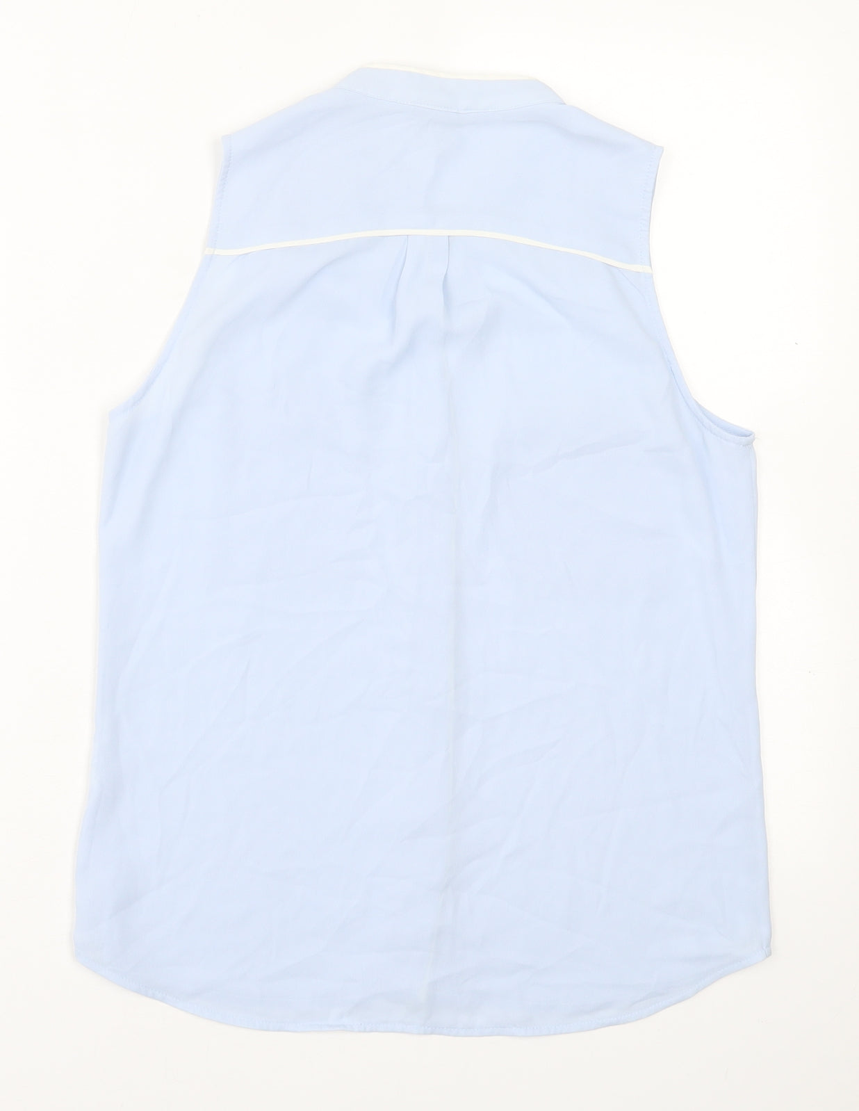 H&M Womens Blue  Polyester Basic Button-Up Size 6 V-Neck