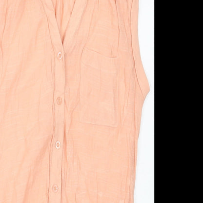 Pearl Womens Pink  Cotton Basic Button-Up Size S V-Neck