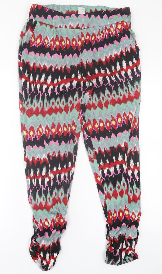 dizzylizzy Womens Multicoloured Geometric Polyester Trousers  Size M L29 in Regular