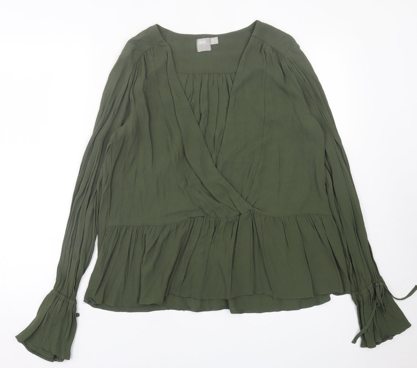 ASOS Womens Green  Viscose Basic Blouse Size 12 V-Neck