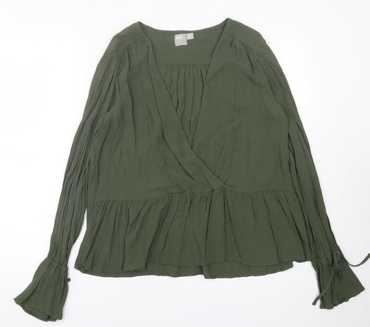 ASOS Womens Green  Viscose Basic Blouse Size 12 V-Neck