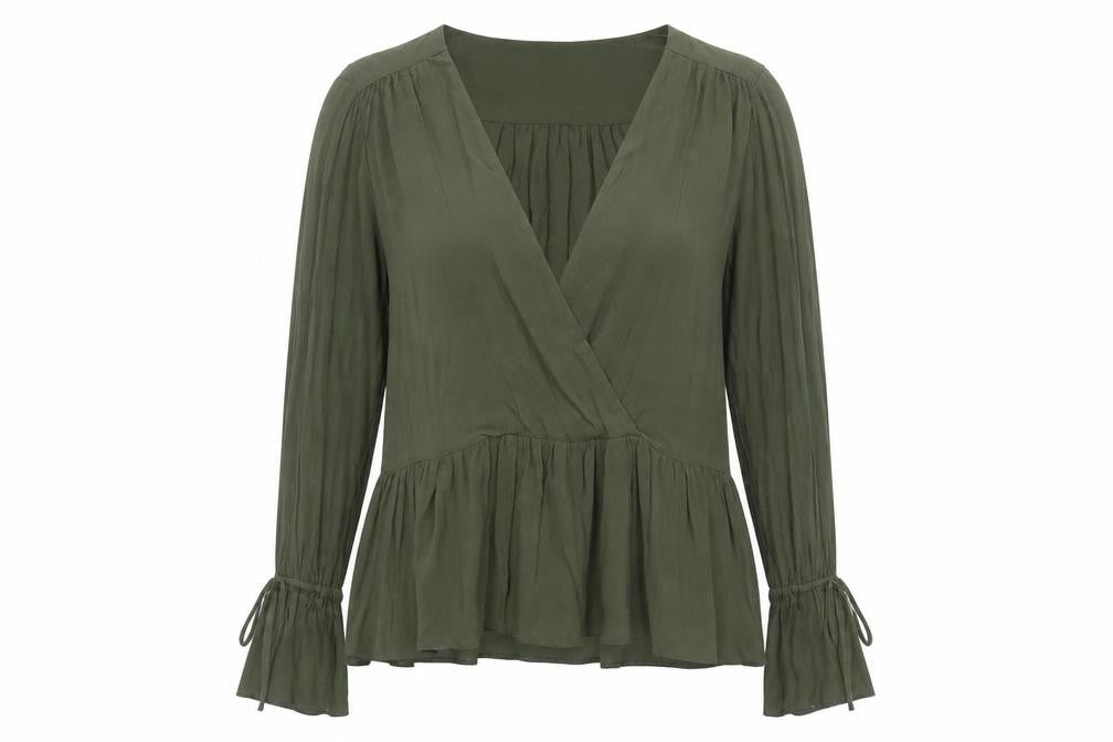 ASOS Womens Green  Viscose Basic Blouse Size 12 V-Neck
