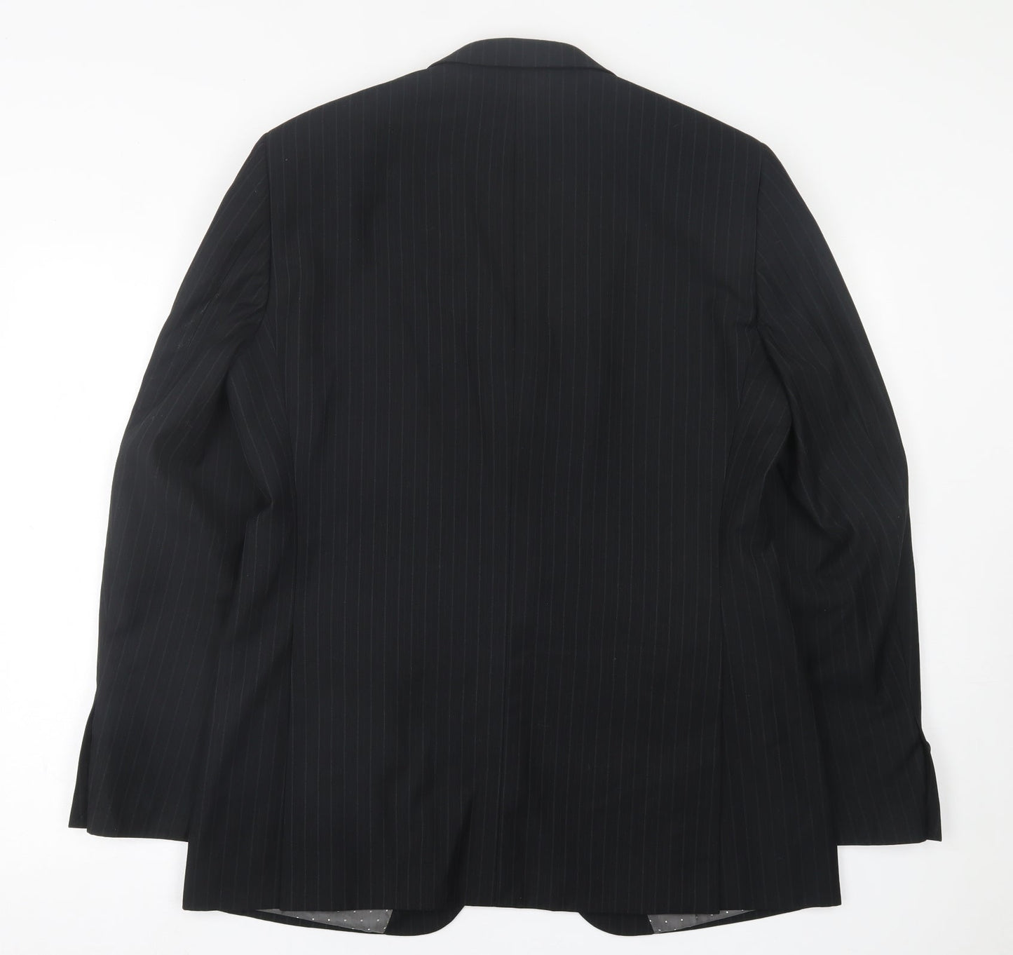 Urbane Mens Black Striped Polyester Jacket Suit Jacket Size 40