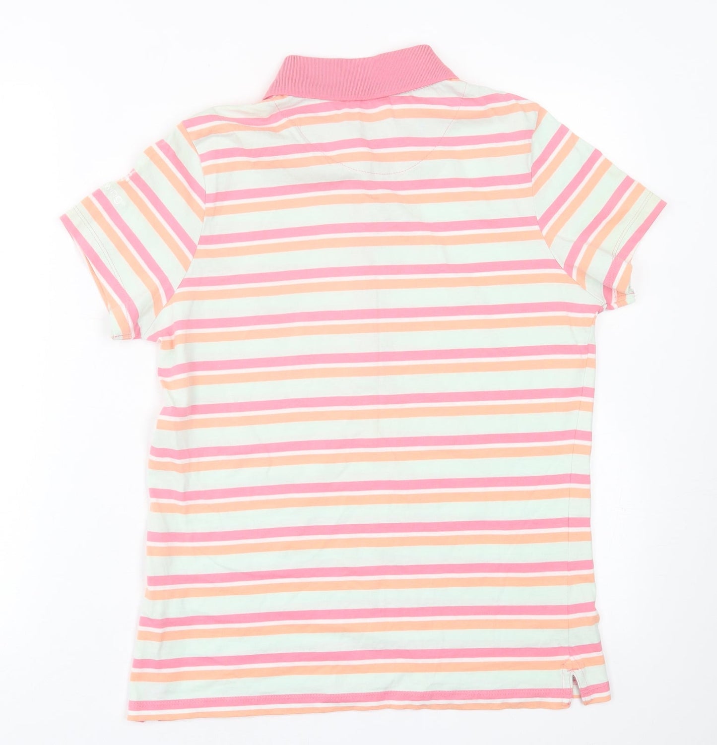 BackSwing Womens Multicoloured Striped Cotton Basic Polo Size L Collared