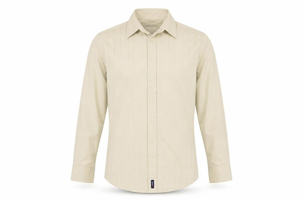 Soviet Mens Beige  Cotton  Button-Up Size M Collared Button