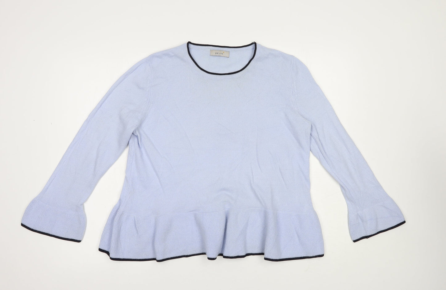 Marks and Spencer Womens Blue Crew Neck  Acrylic Pullover Jumper Size 12