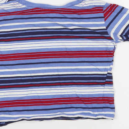 Preloved Primark Baby Blue Striped Cotton Basic T-Shirt Size 12 Months Crew Neck Pullover - Label