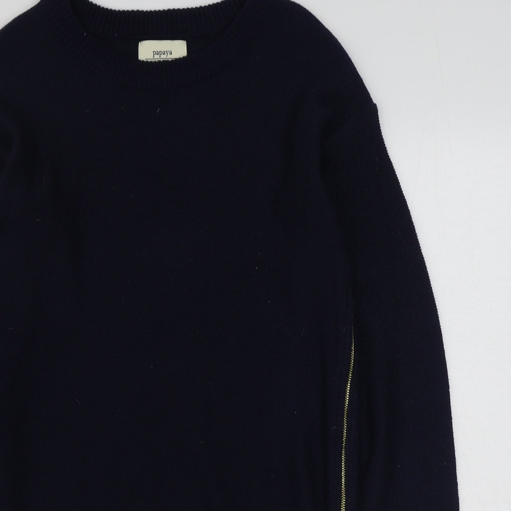 Matalan Womens Blue Boat Neck  Acrylic Pullover Jumper Size S