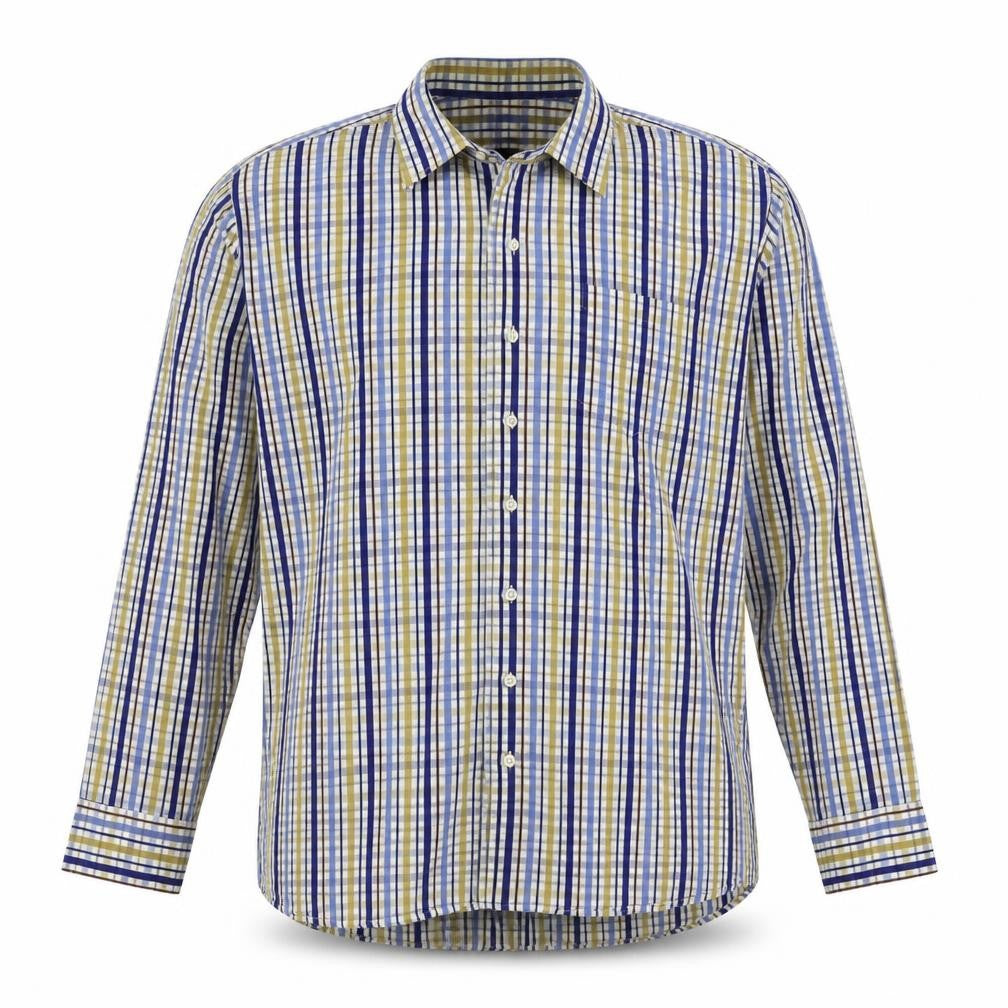 Pure Hitch Mens Multicoloured Plaid Cotton  Button-Up Size 2XL Collared Button