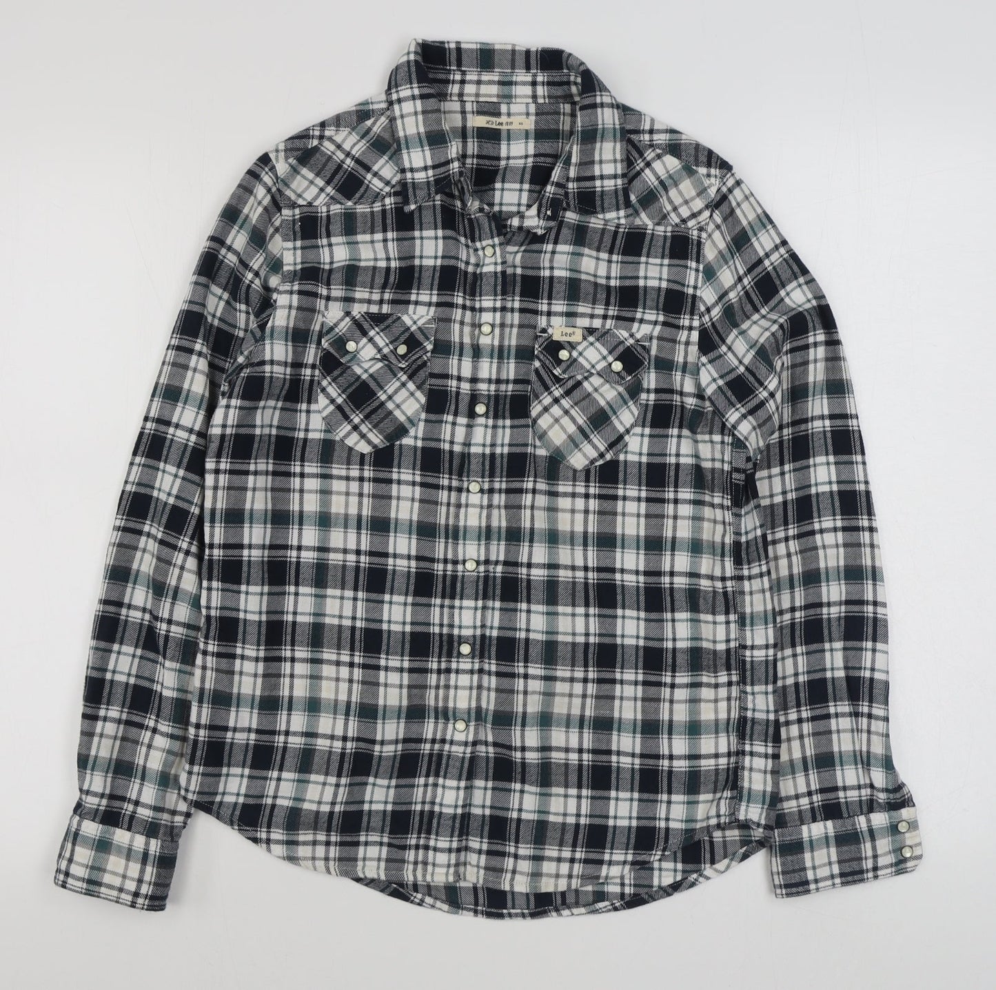 Lee Mens Green Plaid Cotton  Button-Up Size XS Collared Button