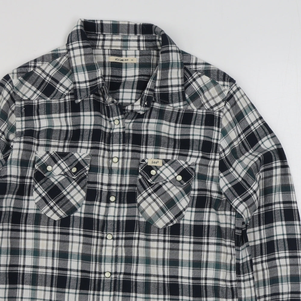 Lee Mens Green Plaid Cotton  Button-Up Size XS Collared Button