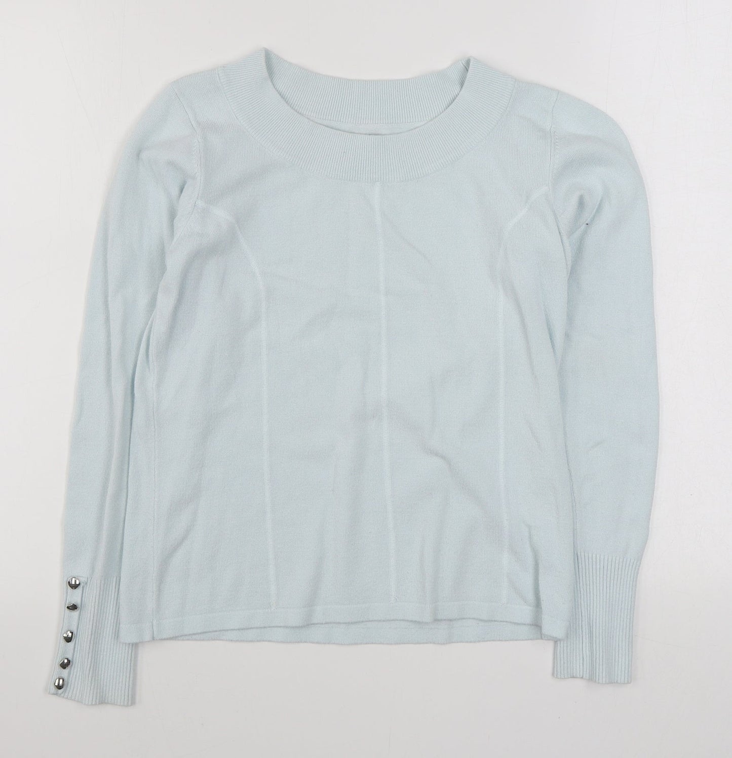 Micha Womens Blue Round Neck  Viscose Pullover Jumper Size S