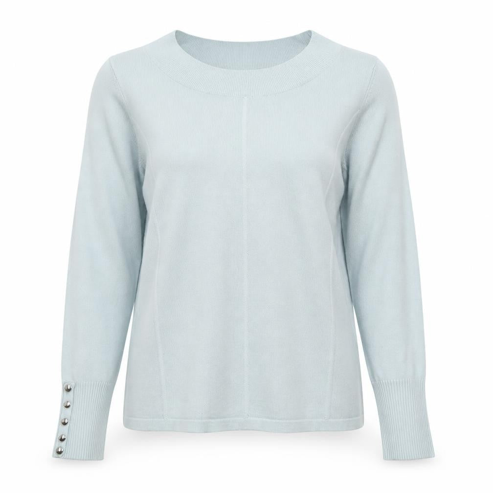 Micha Womens Blue Round Neck  Viscose Pullover Jumper Size S
