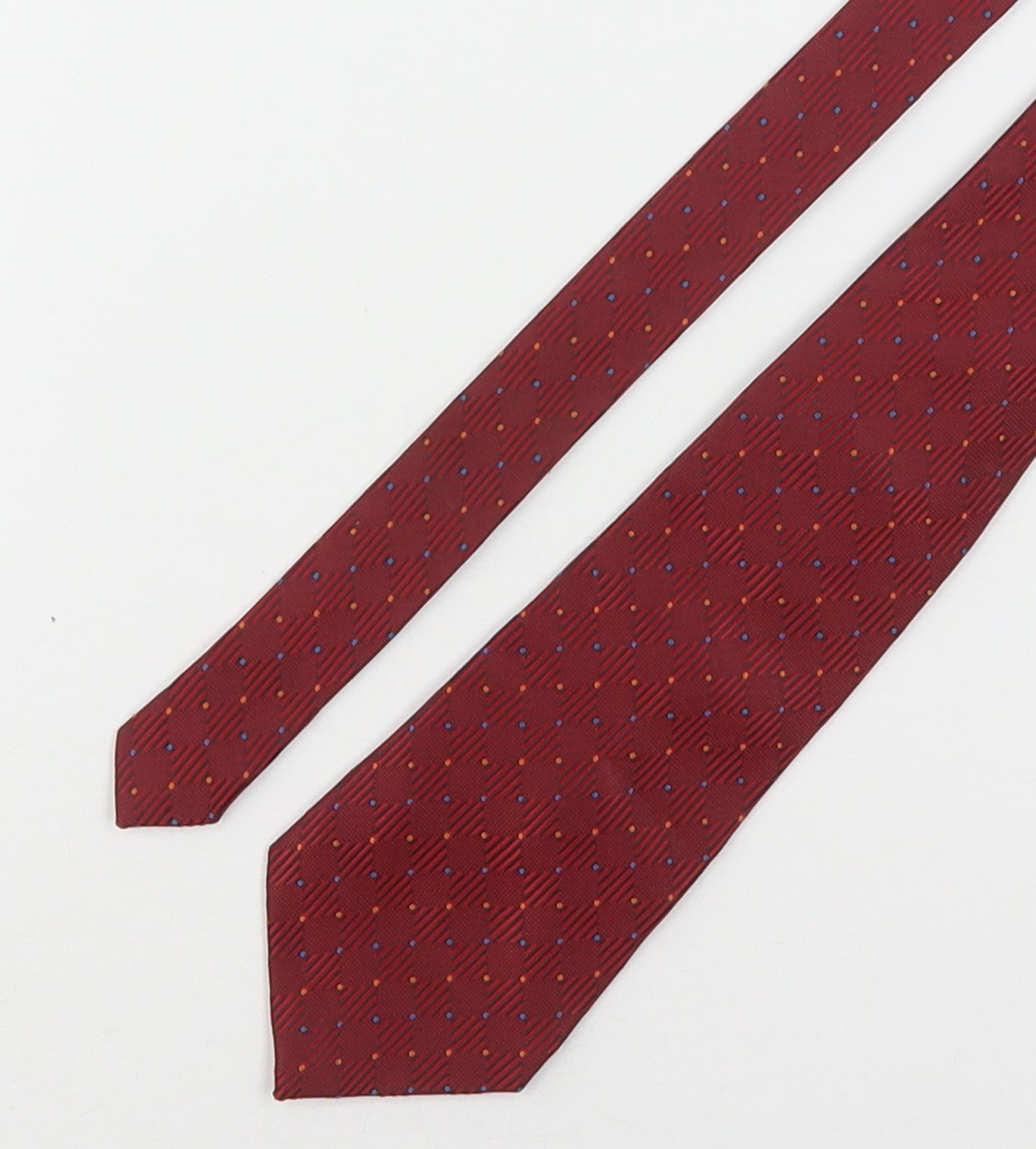 Andrea Sorando Mens Red Geometric Polyester Pointed Tie One Size