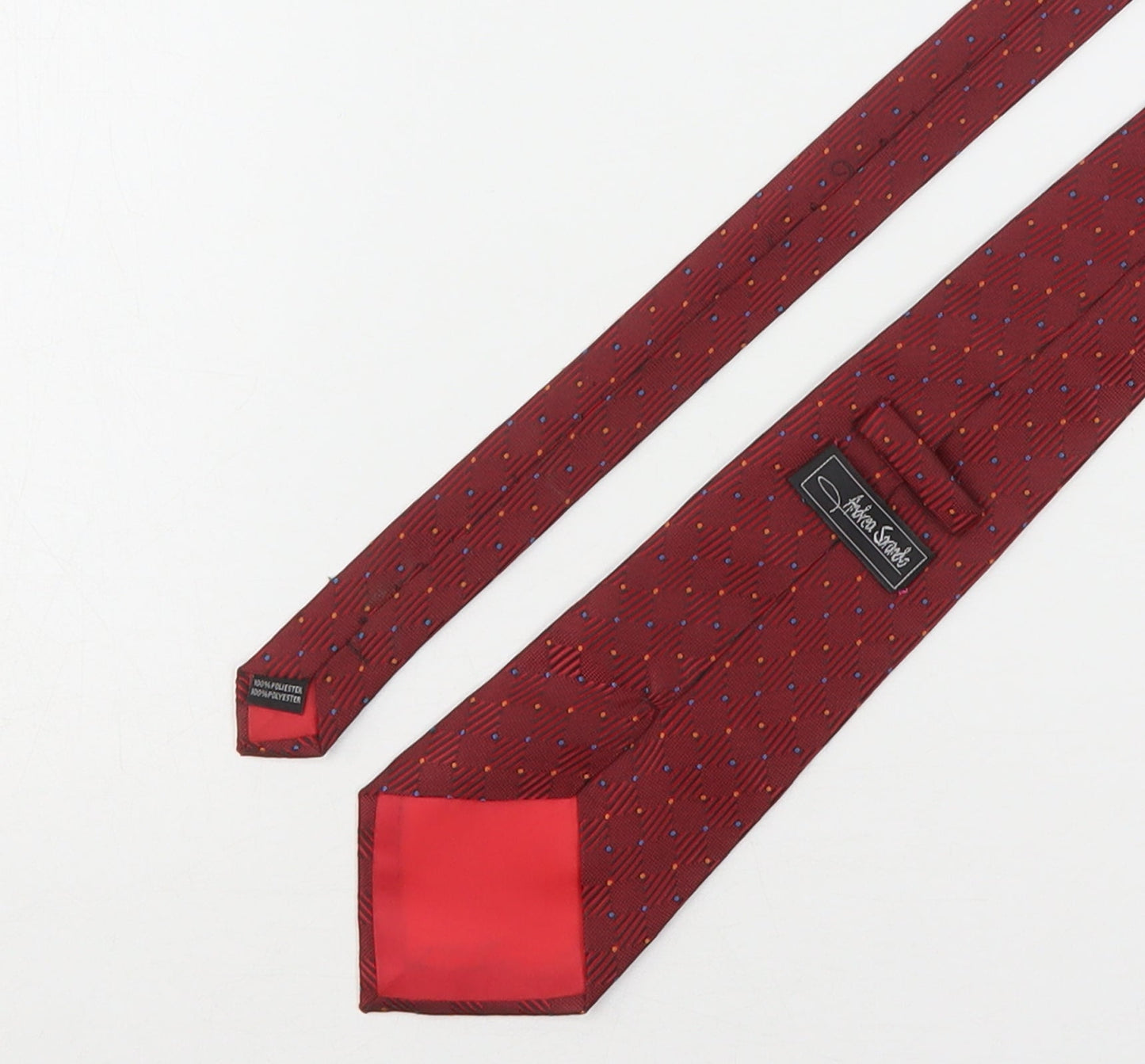 Andrea Sorando Mens Red Geometric Polyester Pointed Tie One Size