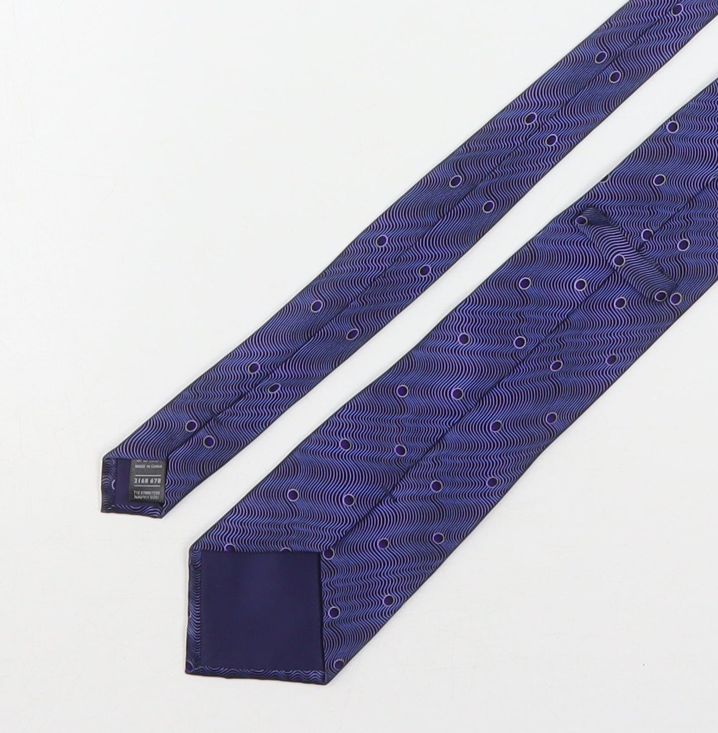 Marks and Spencer Mens Blue Geometric Silk Pointed Tie One Size