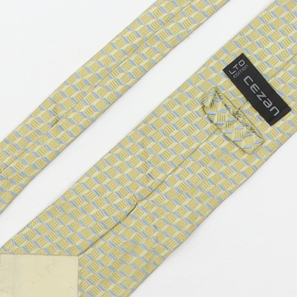 Cezan Mens Multicoloured Geometric Silk Pointed Tie One Size