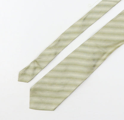 Marks & Spencer Mens Green Striped Silk Pointed Tie One Size