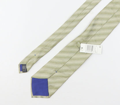 Marks & Spencer Mens Green Striped Silk Pointed Tie One Size