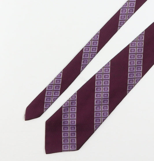 Prova Mens Purple Geometric Polyester Pointed Tie One Size