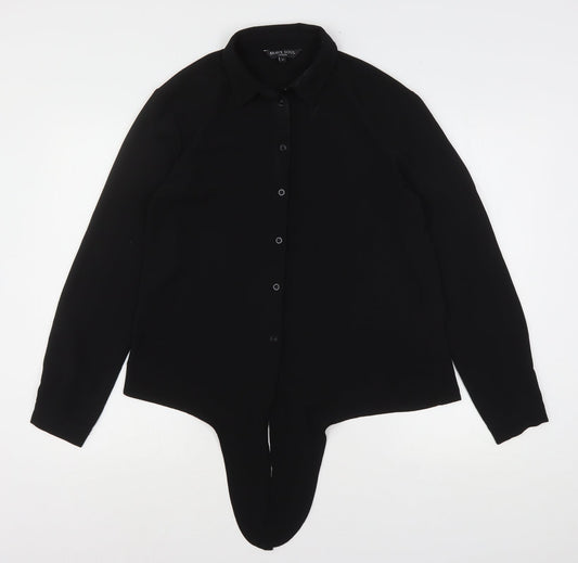 Brave Soul Womens Black  Polyester Basic Button-Up Size S Collared