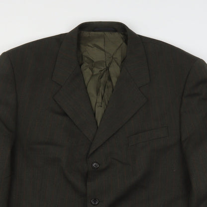 Chatsworth Mens Green Striped Wool Jacket Suit Jacket Size 42