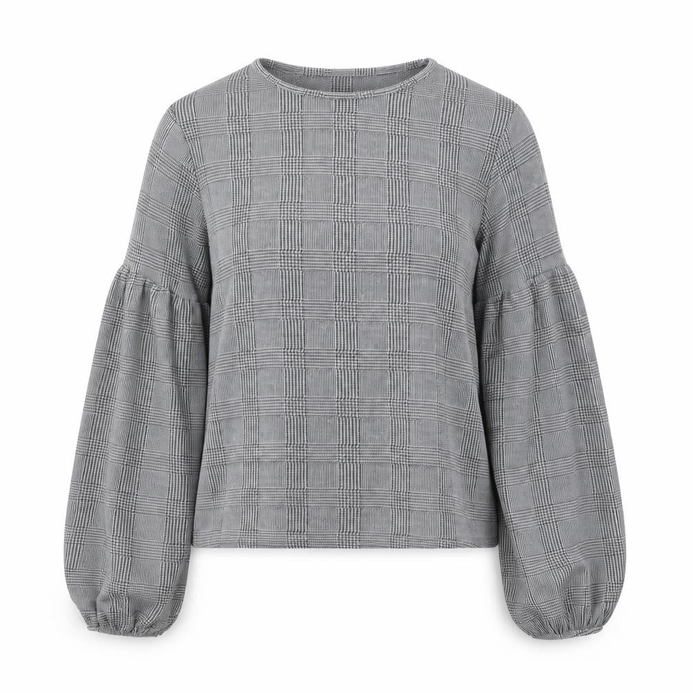 New Look Womens Multicoloured Houndstooth Polyester Basic T-Shirt Size 6 Round Neck - Bishop Sleeve