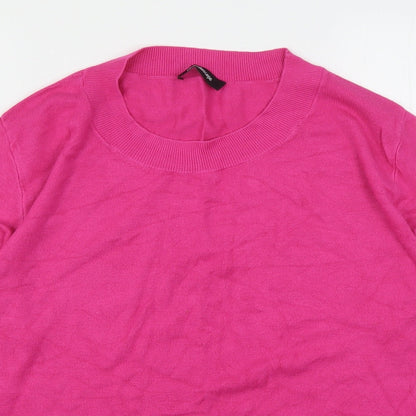 Kaleidoscope Womens Pink Round Neck  Viscose Pullover Jumper Size 14