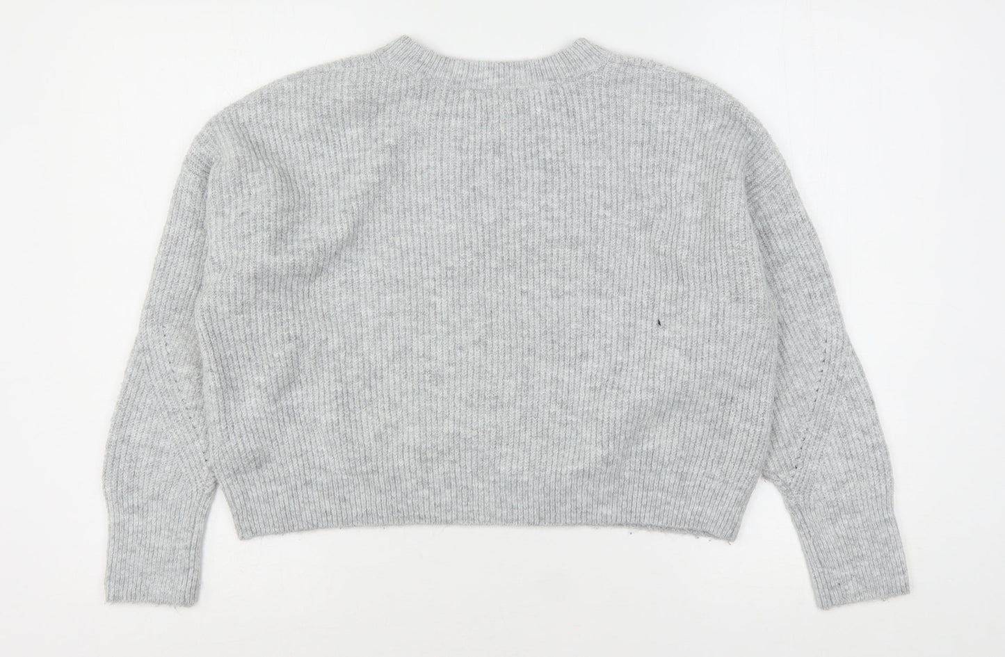 Topshop Womens Grey Round Neck  Acrylic Pullover Jumper Size S