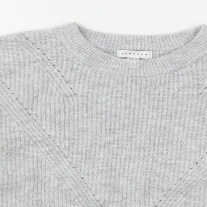Topshop Womens Grey Round Neck  Acrylic Pullover Jumper Size S