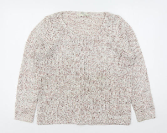 Debenhams Womens Beige Round Neck  Acrylic Pullover Jumper Size 14