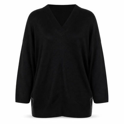 Tu Womens Black V-Neck  Acrylic Pullover Jumper Size 14